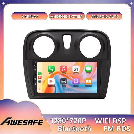 AWESAFE Autoradio Android 13 2GB+32GB für Renault Dacia Sandero II B52 (2012-2019) 9'' Touchscreen mit CarPlay GPS Android Auto