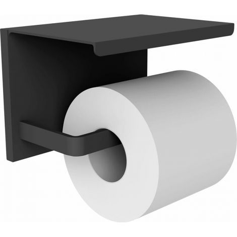 Toilet paper dispenser with shelf, matte black (1/4)