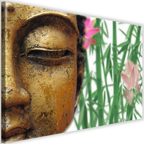 Tableau déco Bouddha doré Bambou Zen Spa 60x40 (1/5)