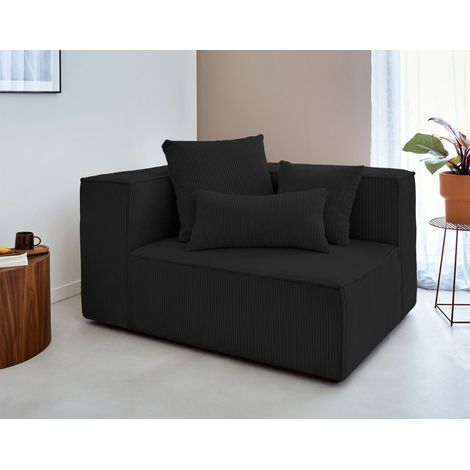 Colombine - module d'assise gauche - en velours côtelé - noir (1/5)