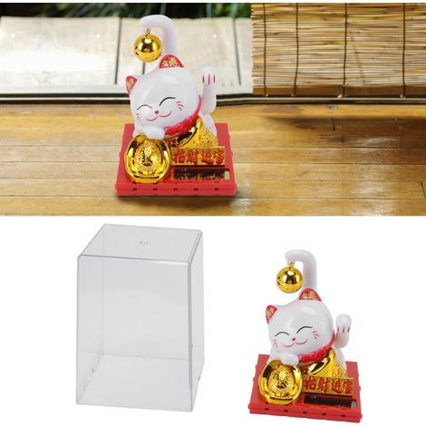 Petite décoration solaire chat porte-bonheur à clochette, idéale pour la maison, le bureau, la voiture ou comme cadeau. (1/5)
