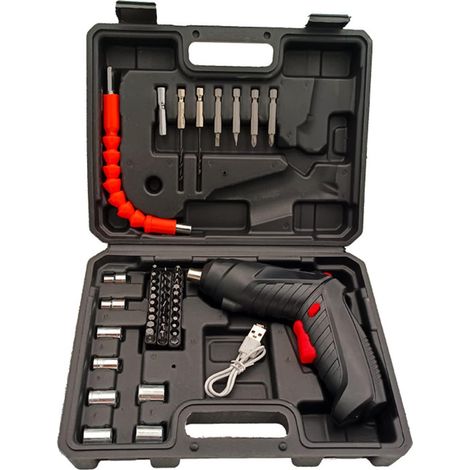 Tournevis sans Fil, 47 Pcs Tournevis électrique sans Fil 250 TR/Min 3,6 V Grande Torsion avec Embouts, Poignée De Position Réglable, pour Travailler (1/5)
