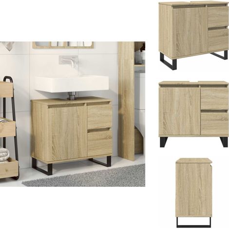 Badschrank Sonoma-Eiche 65x33x60 cm Holzwerkstoff - Badezimmerschrank - Badezimmerschränke - Badschrank - Badschränke (1/5)
