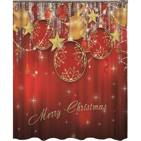 Rideau de douche en polyester imprimé en 3D, cadeau de Noël. Rideau de douche de salle de bain en polyester imprimé en HD, cadeau de Noël. (1/5)