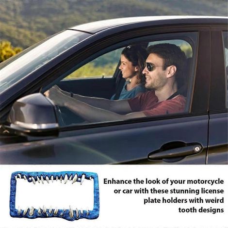 Cadre de plaque d'immatriculation de voiture avec dents d'horreur, support de plaque d'immatriculation CRed (1/5)