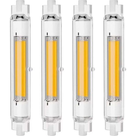 Lot de 4 Ampoules LED R7S 118mm 30W Dimmables, Blanc Chaud 3000K, Sans Scintillement