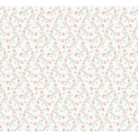 papier peint fleurs rose clair, blanc et vert - Sanders & Sanders (1/2)
