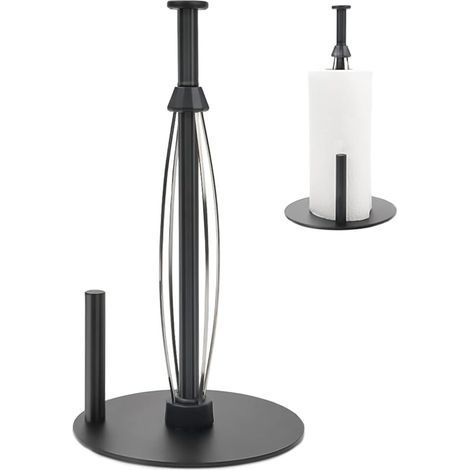 Porte Sopalin Vertical, Support de Rouleau Porte Rouleau Papier Cuisine Acier Inoxydable pour Effet D'amortissement,Porte-Serviettes en Papier de Cuisine de Comptoir avec Base Pondérée, Noir (1/5)