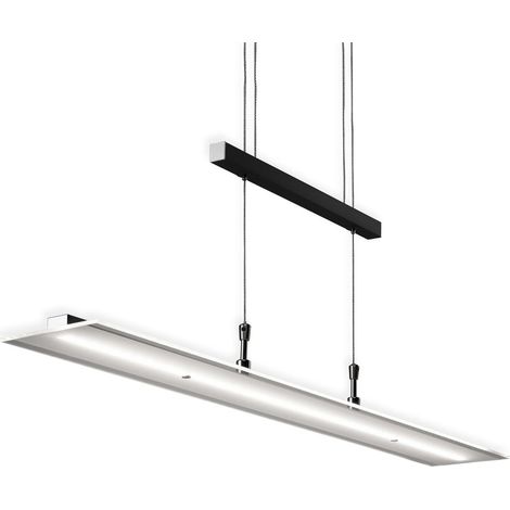 B.K.Licht Lampadario LED a sospensione, luce dimmerabile, lampada da soffitto regolabile in altezza per cucina, luce calda, metallo color nero, 1 luce LED integrata 20W I 230V I IP20 (1/5)