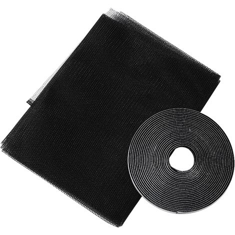Moustiquaire Autocollante, 1 Set, Filet en Fibre de Verre, Montage Facile et Autocollant, Garde l'Air Frais, 18 Mailles (150 x 200 cm) (Noir) (1/5)