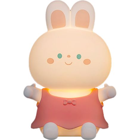Ortviai Veilleuse en silicone souple avec 7 couleurs, lapin mignon rose, lumière tamisée pour chambre (1/5)