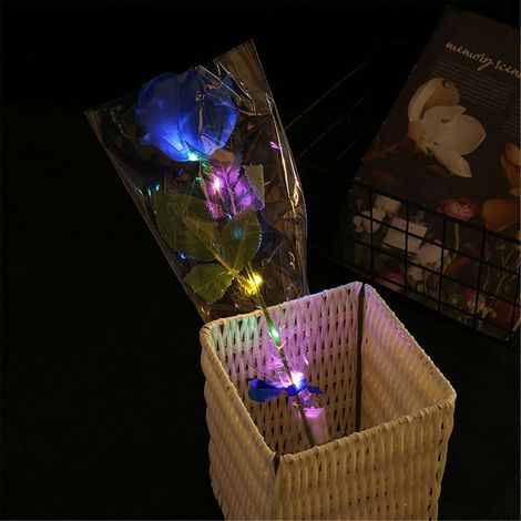 Rose Artificielle Lumineuse - Rose LED avec Tige Verte et Feuilles - 38 cm - 1 Pièce (1/5)
