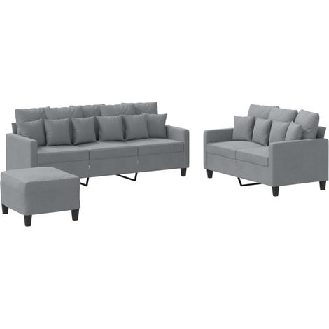 Maison Exclusive - Set di Divani 3 pz con Cuscini Grigio Chiaro in Tessuto (1/5)