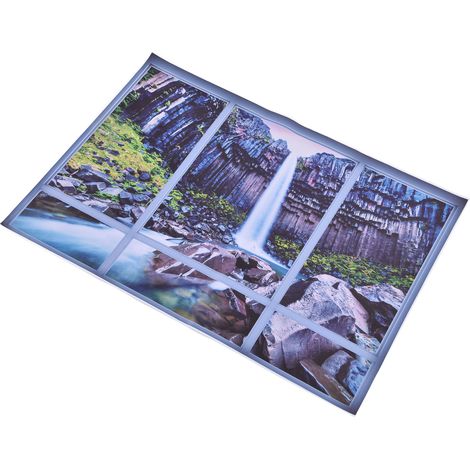 Stickers muraux effet fenêtre, peinture de paysage, image de cascade en 3D pour salon, hôtel ou salle de bain (1/5)