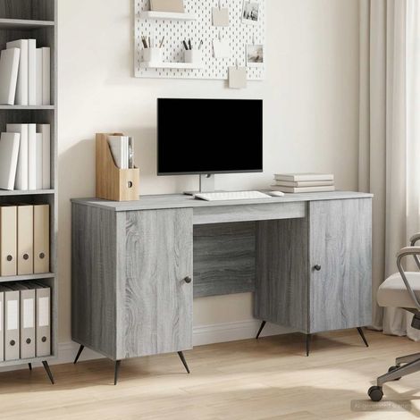 vidaXL Bureau Sonoma gris 142,5 x 50 x 75 cm Bois d'ingénierie (1/5)