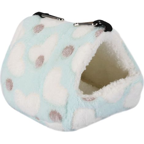 Lit-cage douillet et chaud pour animaux de compagnie en hiver, idéal pour un hamac, un écureuil, un lapin Totoro (bleu, 14 x 12 cm) (1/5)