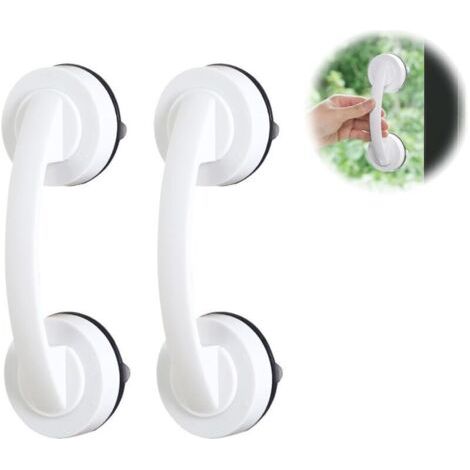 Pair barre dappui wc, poignée ventouse, 2PCS Rails dappui à ventouse antidérapants pour personnes âgées, Rail dappui à ventouse pour porte en verre, rail dappui pour douche portable (Blanc) (1/5)