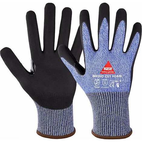 10 Paar Hase® Medio cut foam Schnittschutzhandschuhe blau 12