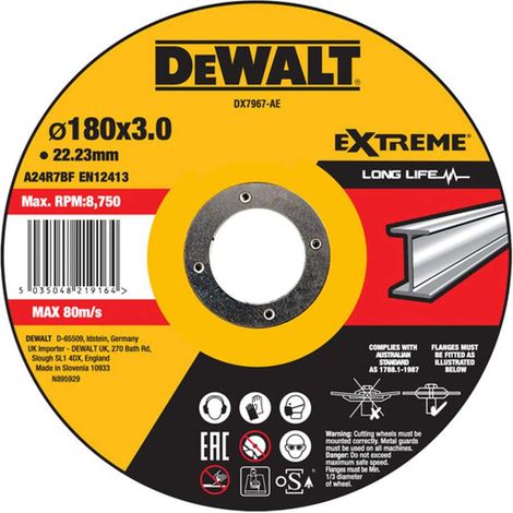 Disco da taglio DeWALT 180 x 3 x 22,23 mm per metalli DX7967