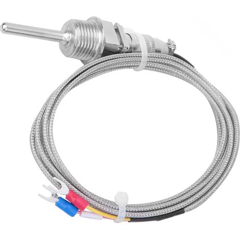 Sonde de température thermocouple de type K (RTD) en acier inoxydable, connecteur détachable 3 broches 1/2 NPT, câble de 2 m / 6,6 pi (1/5)