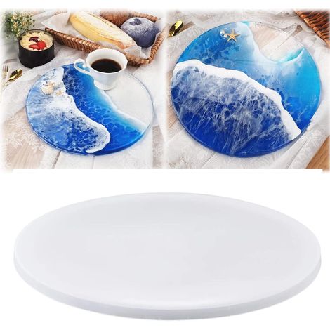 Moule en Résine pour Charcuterie Grand Plateau rond En Silicone Moule Outil de bricolage de moulage de sous(30CM) (1/5)