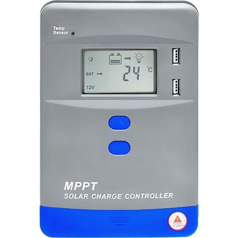 Contrôleur de charge solaire MPPT Régulateur de batterie automatique Affichage LCD, Entrée de panneau PV MAX 1040W-5200W pour AGM, Gel, charge de batterie inondée et au lithium, 40A-12V/24V (1/5)