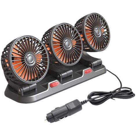 Circulateur d'air de refroidissement électrique à trois têtes Ventilateur automatique rotatif à 360° Ventilateur de refroidissement de voiture portable pour 24V (1/5)