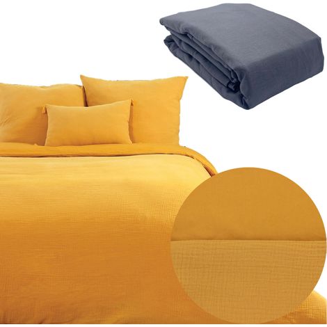 Parure 260x240 gaze coton OR + DH OBIO anthracite 140x190 à 200 (1/4)