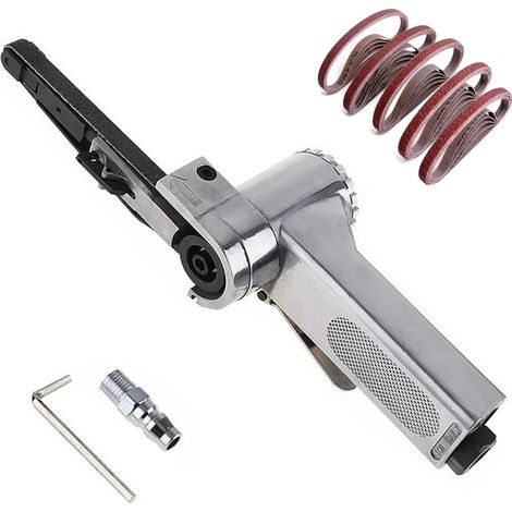 Ponceuse à Bande, Mini Ponceuse Pneumatique Lime à Bande Sans Fil Ponceuse Stationnaire, Polissage pour le Ponçage des Tubes en Bois et Métal Brillant - Livrée avec 25 Bandes Abrasives (10 x 330mm) (1/5)