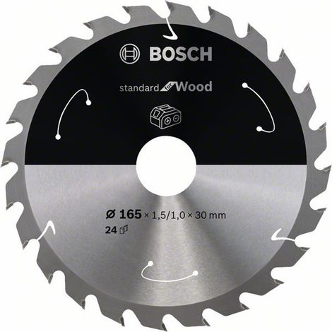 Bosch Akku-Kreissägeblatt Standard for Wood, 165 x 1,5/1 x 30, 24 Zähne, Freiwinkel 10°, Spanwinkel 25° (1/5)