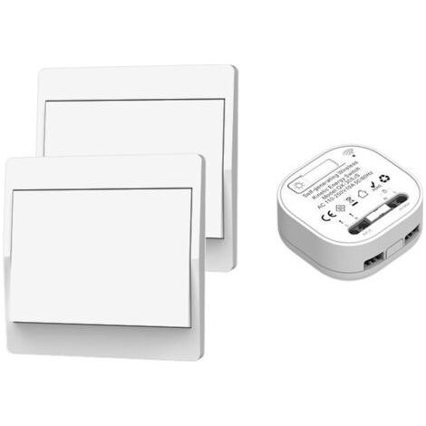 Interrupteur sans Fil, sans Pile, télécommande Murale Va et Vient, Interrupteur Mural Auto alimenté, sans câblage, émetteur pour Panneau Mural (kit à 2 Voies), intérieur extérieur étanche (1/5)