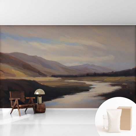 Tapete Vliestapete mit Kleber für Wohnzimmer Schlafzimmer Küche - Wanddekoration Natürliche Ruhe 416x254 cm (1/5)