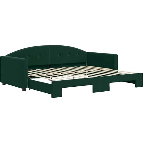 Maison Exclusive - Lit de jour avec gigogne sans matelas vert foncé 90x200 cm