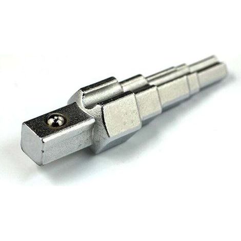 Multi-purpose ratcheting step wrench for radiators, taps, and pipes, made of carbon steel. (1/4)