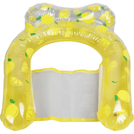 Chaise Flottante Piscine en Forme de U, Gonflable PVC, Lounge d'Eau pour Homme Femme, Coussin de Fête Jaune (1/5)