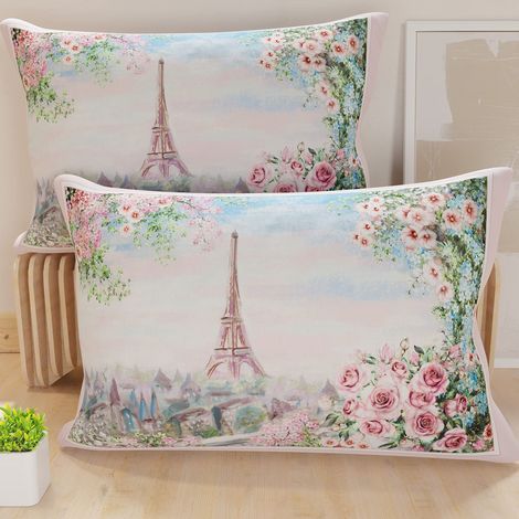 Lot de 2 Taies d'Oreillers 50x30 cm 100% Microfibre Hypoallergénique, Housse Oreiller Rectangulaire Rose, Paquet de 2