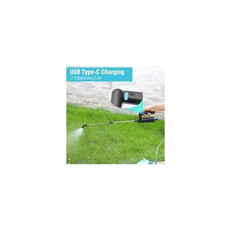 Elektrische Gartenspritze, 81 cm Teleskopstange, 7,4 V Akku-Gießgriff, 3 verstellbare Düsen und Filter, mit 3 m Schlauch (1/5)