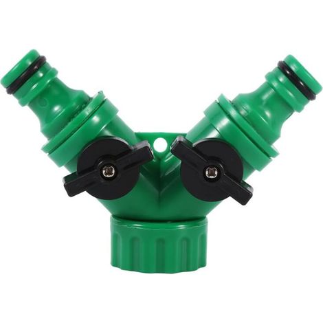 2-Wege-Schlauchverteiler, Tropfbewässerungsschlauchverbinder mit Y-Ventil und Wasserhahnadapter mit Griff (1/4)