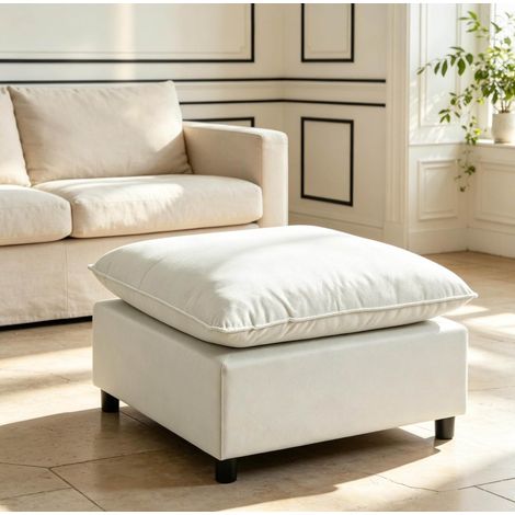 Pouf repose-pieds carré en tissu gris, 75 x 75 x 40 cm, assise d’appoint avec rembourrage en mousse, charge jusqu’à 120 kg, pour salon, chambre ou entrée – CHICFURN (1/5)