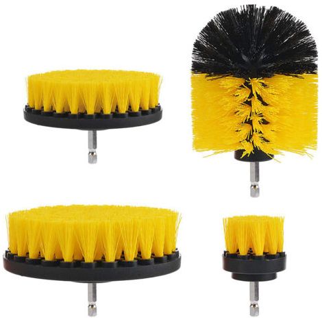 Lot de 5 brosses de nettoyage pour perceuse - Brosse à récurer électrique pour voiture, moquette, sol, salle de bain, toilettes, baignoire, cuisine, marbre et céramique (1/5)