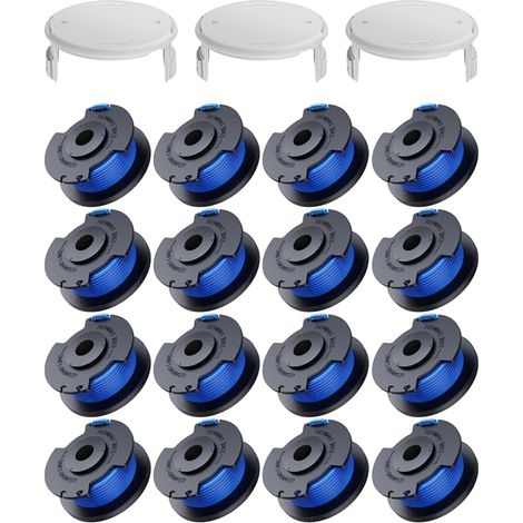19 Pack Bobine Fil Coupe Bordure remplacements pour Ryobi One + AC14RL3A 18v 24v 40v Coupe Bordures, Bobine Ø 1,6mm, Longueur 3,3m (16 Fil Coupe Bordure,3 Couvercle)