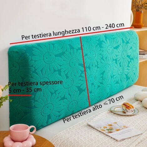 Copritestiera per letto matrimoniale, lavabile, antipolvere, elastico, tinta unita, 110–140 cm, verde (1/4)