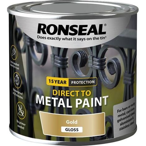 Ronseal 15 Year Direct To Metal Paint - Gloss - Gold - 250ml