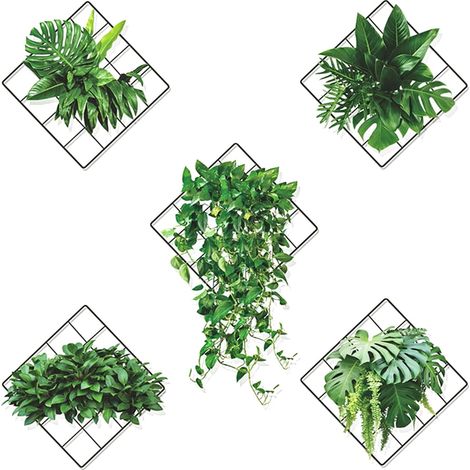 3D Plantes Stickers Muraux, Plante Verte Autocollant Mural, Autocollant Muraux Feuille Vertes Adhésif, 5 Designs de Plantes Suspendues Sticker Mural, Décoration Murale pour Salon Chambre Cuisine (1/5)