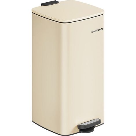 Pattumiera da cucina pattumiera a pedale da 30 litri in acciaio con secchio interno coperchio con chiusura ammortizzata e meccanismo di apertura e chiusura ammortizzata beige argento metallizzato 1200