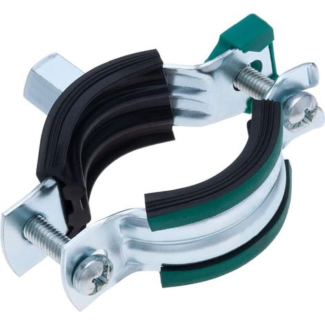 Collier de serrage, Support de tuyau en métal avec fermeture rapide, Pince à deux vis avec isogaine, Support mural M8/M10, pour tuyaux en acier, en cuivre, en fonte et en plastique (2 pièces) (1/5)