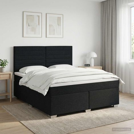 Cama box spring con colchón Negro 140 x 200 cm Tela (1/5)