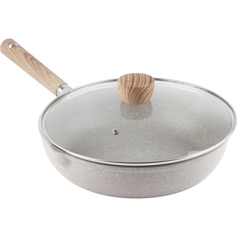Poêle à frire en pierre médicale de 28 cm, antiadhésive, grande capacité, idéale pour la cuisine, les œufs et les crêpes. (1/5)