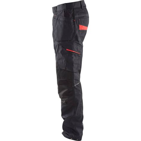 Pantaloni da lavoro con tasche flottanti elasticizzati 1496 - Nero/Rosso 3XL - FR(54) - SE(C60) - Standard (1/4)