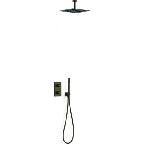 Kit robinet thermostatique encastré 2 voies pour douche Therm-box Noir bronze - TRES 21135003KMB